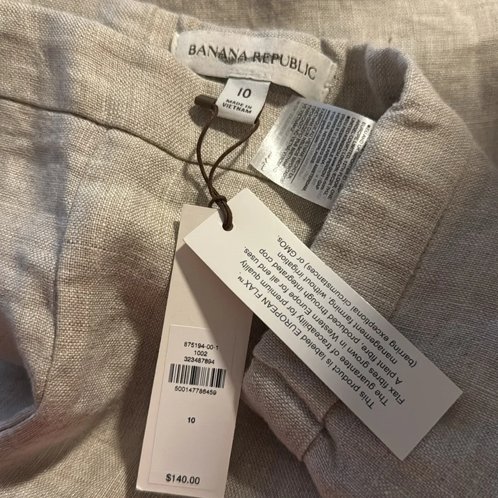 NWT! Banana Republic Mid-Rise Kick-Flare Linen Ankle Pant - Multiple #875194🩷